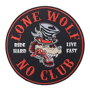 Patch Bordado Lone Wolf No Club 27x27cm