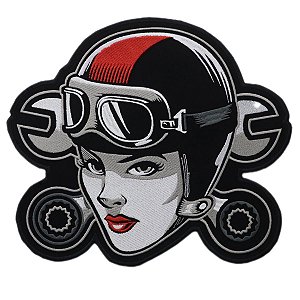 Patch Bordado Mulher Piloto 24x27cm