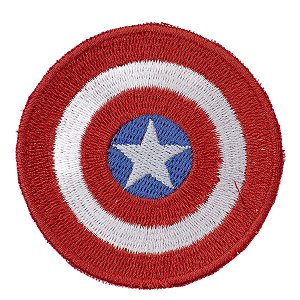 Patch Bordado Cartoon Captão America Escudo 7x7cm