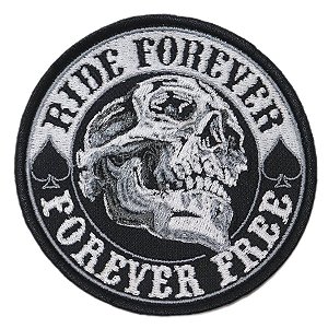 Patch Bordado Caveira Ride Forever 9x9cm