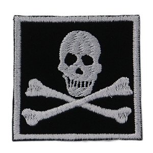 Patch Bordado Caveira Pirata 6x6cm