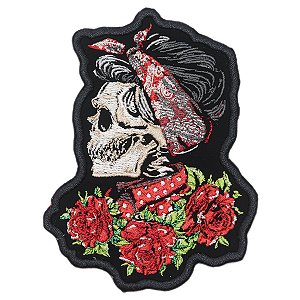 Patch Bordado Caveira Pinup Peq 11x9cm