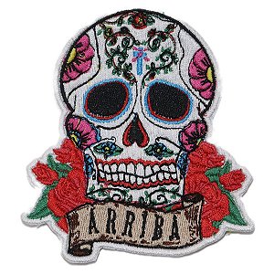 Patch Bordado Caveira Mexicana Arriba 10x9cm