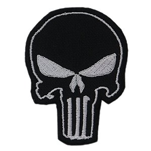 Patch Bordado Caveira Justiceiro 8x6cm