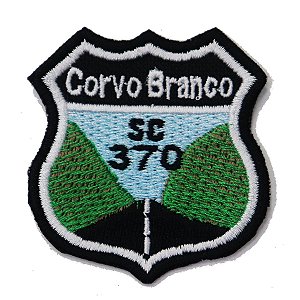 Patch Bordado Rota Corvo Branco - SC 370 6x6cm