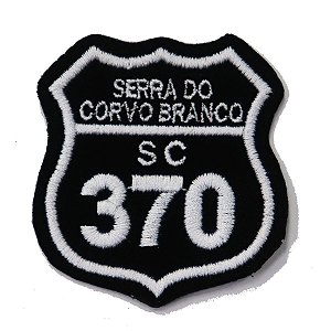 Patch Bordado Rota Corvo Branco - SC 370 6x6cm