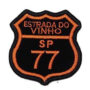 Patch Bordado Rota Estrada do Vinho - SP 77 6x6cm