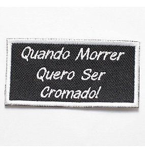 Patch Bordado Frases Frase Motociclista 08 9x4,5cm