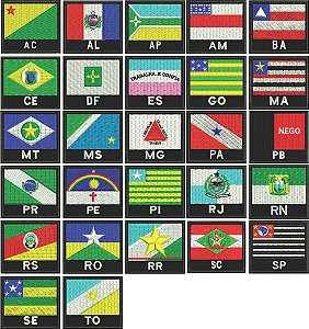 Patch Bordado Kit 27 Bandeiras Estados Do Brasil 4,5x4cm