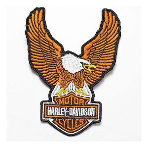 Patch Bordado Harley Davidson Aguia Laranja 10x13cm