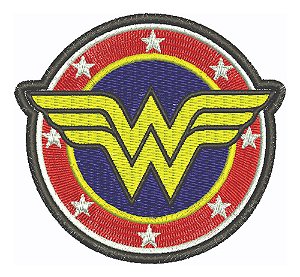 Patch Bordado Cartoons Mulher Maravilha Com Velcro 8x7,3cm