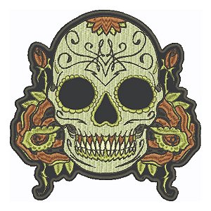 Patch Bordado Caveiras Caveira Sem Lenço 7,6x9cm