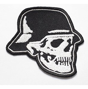 Patch Bordado Caveiras Caveira Capacete Guerra 10x9cm