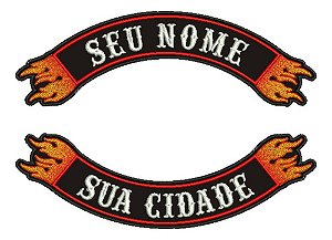 Patch Bordado Faixas Duas Faixas Moto Clube Modelo 04 30x10cm