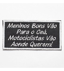 Patch Bordado Frases Frase Motociclista 03 9x4,5cm