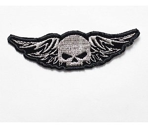 Patch Bordado Harley Davidson Caveira Asa Bra 9,8x3cm