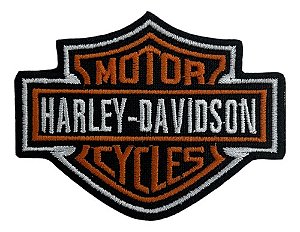 Patch Bordado Harley Davidson Logo Laranja 10x7,8cm