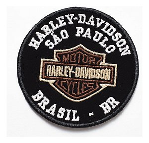 Patch Bordado Harley Davidson Sao Paulo Brasil 8x8cm