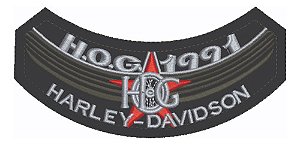 Patch Bordado Harley Davidson Hog 1991 Harley Davidson Anual 14,4x7cm