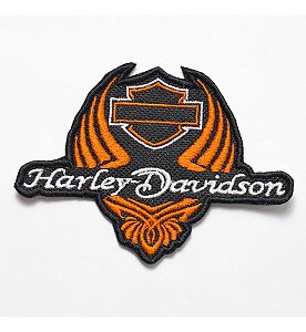 Patch Bordado Harley Davidson Tribal Laranja 10x7,1cm