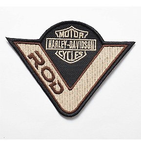 Patch Bordado Harley Davidson Vrod Marron 7x5cm