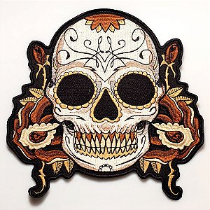 Patch Bordado Caveiras Caveira Feminina 10x10cm