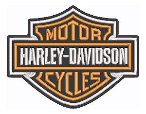 Patch Bordado Harley Davidson Logo Laranja 20x15,5cm