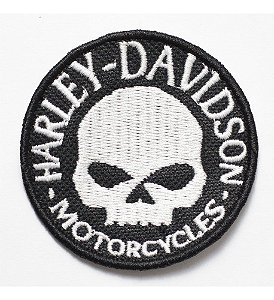 Patch Bordado Harley Davidson Skull 8x8cm