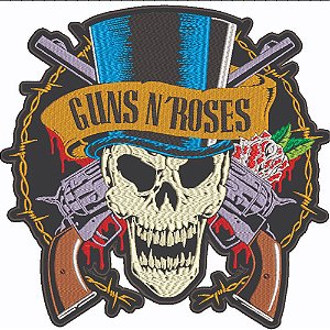 Patch Bordado Música Guns N Roses Cartola 28x28cm
