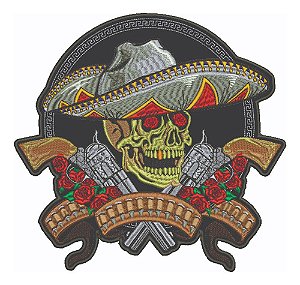 Patch Bordado Grandes Caveira Mexicana 28x26cm
