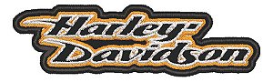 Patch Bordado Harley Davidson Laranja 10x3,4cm