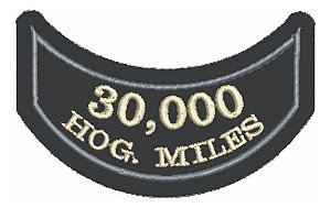 Patch Bordado Harley Davidson Mileage 30000 Hog Harley Davidson 7,7x4,8cm