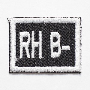 Patch Bordado Tipo Sanguíneo Sangue Retangular 4x3cm