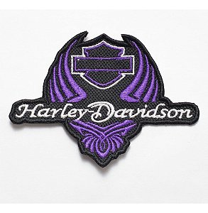 Patch Bordado Harley Davidson Tribal Lilas 10x7,1cm