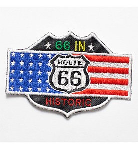 Patch Bordado Placas Historic Rout 66 10x7,1cm