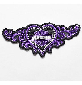 Patch Bordado Harley Davidson Coracao Asas 12x5,3cm