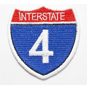 Patch Bordado Placas Interstate 4 6,5x7cm