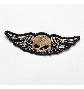 Patch Bordado Harley Davidson Caveira Asas 10x10cm