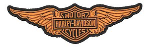 Patch Bordado Harley Davidson Asas Dourada 30x9,2cm