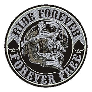 Patch Bordado Caveiras Caveira Ride Forever G 28x28cm