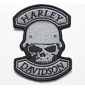 Patch Bordado Harley Davidson Militar 7,3x10cm