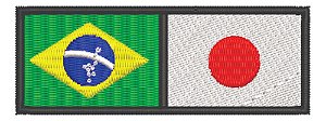Patch Bordado Bandeiras Bandeira Brasil E Japão 9x3,5cm