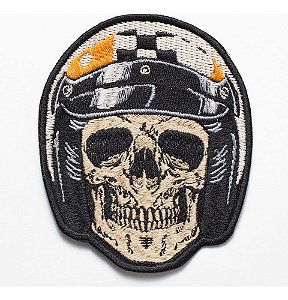Patch Bordado Caveiras Caveira Capacete Policial 6,5x8cm