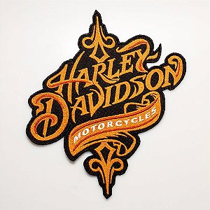 Patch Bordado Harley Davidson Tribal Laranja 25,3x30cm