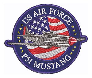 Patch Bordado Top Gun Us P51 Mustang 9x7,5cm