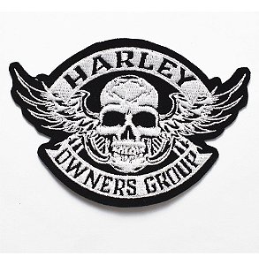 Patch Bordado Harley Davidson Hog Caveira 12x8,3cm