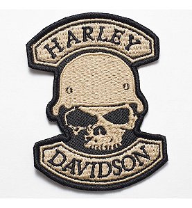 Patch Bordado Harley Davidson Militar Marron 7,3x10cm