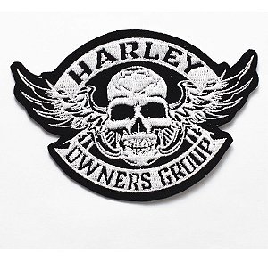 Patch Bordado Harley Davidson Hog Cav. Bran 12x11,4cm