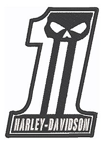 Patch Bordado Harley Davidson Number One Skull 10x10cm