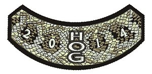 Patch Bordado Harley Davidson Hog 2014 Harley Davidson Anual 14,4x7cm